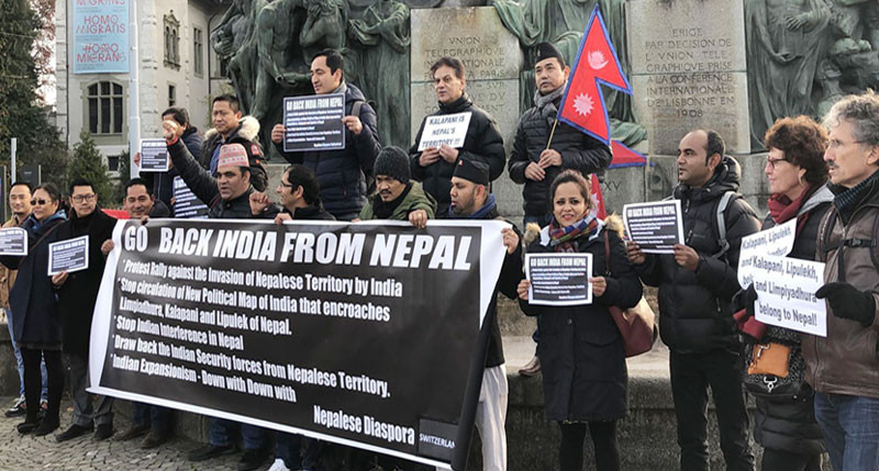 सीमा अतिक्रमणविरुद्ध स्विट्जरल्यान्डस्थित भारतीय दूतावासअगाडि प्रदर्शन