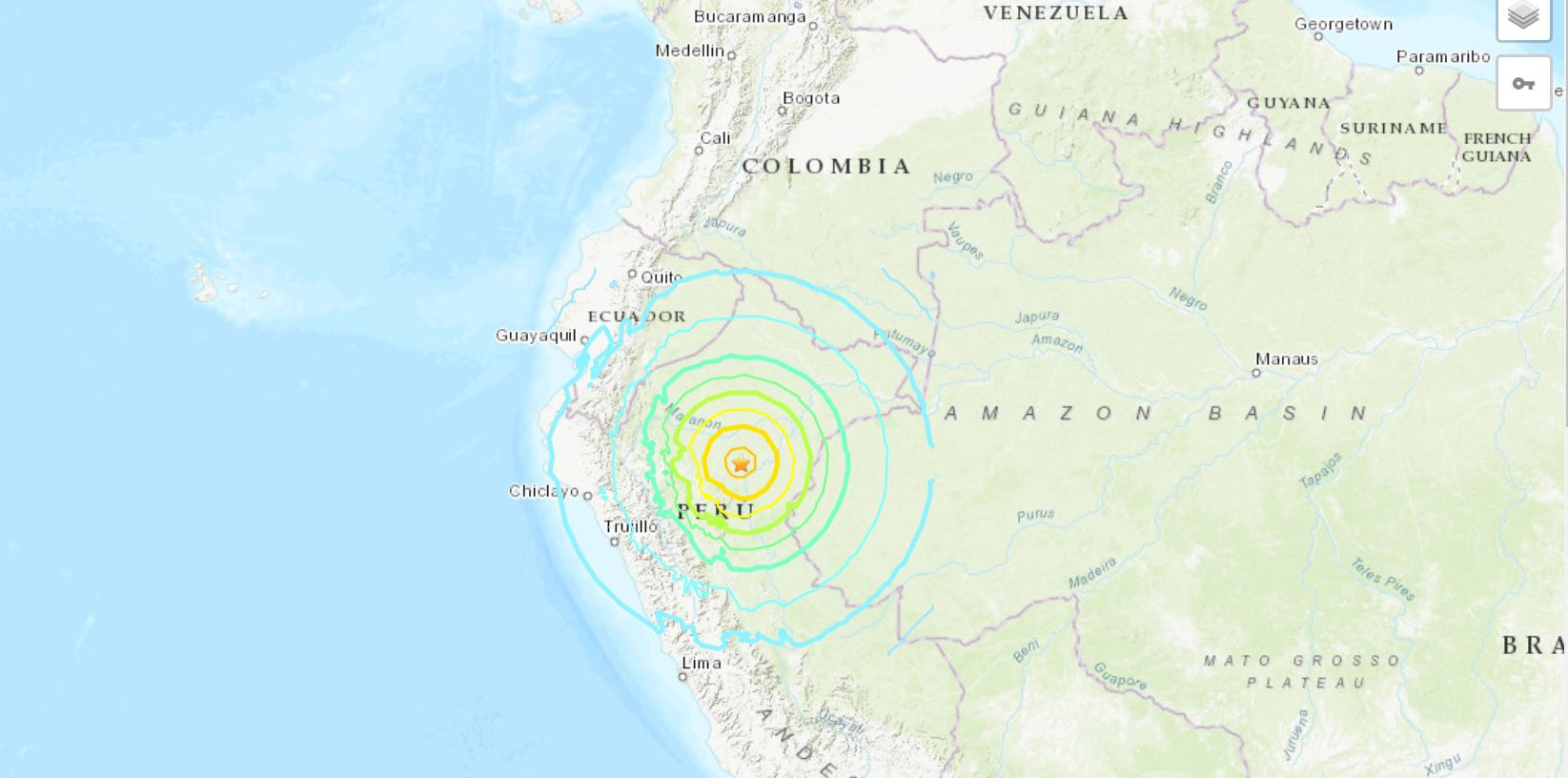पेरुमा ८ रिक्टर स्केलकाे भूकम्प