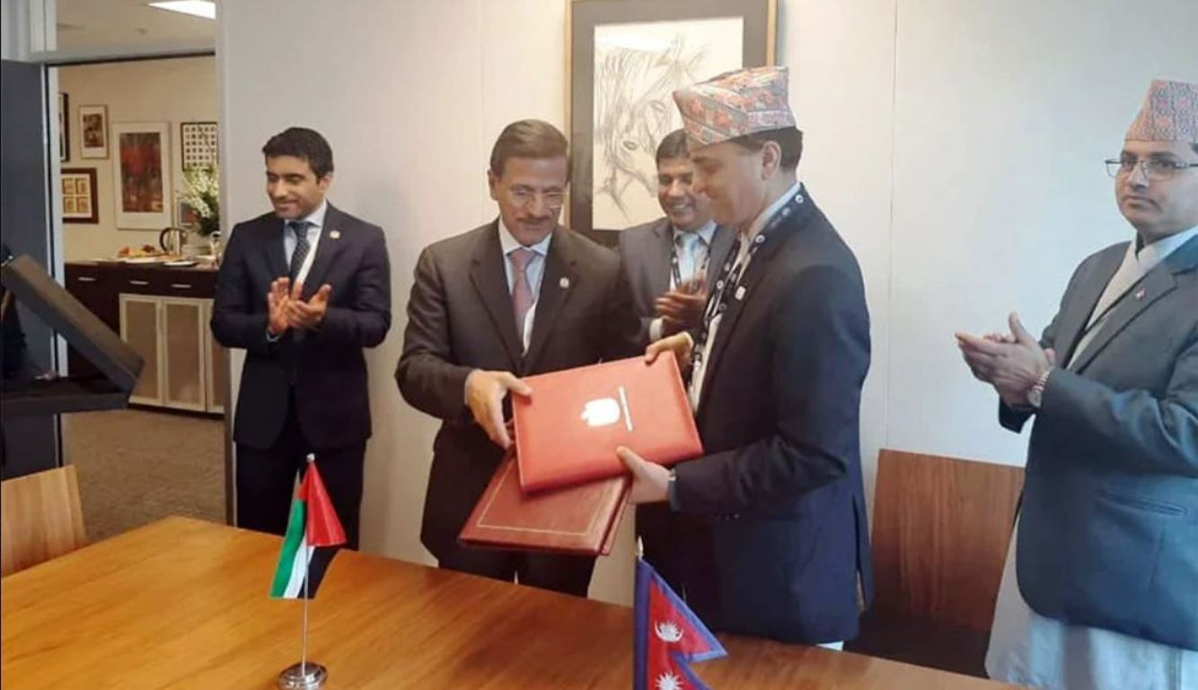 नेपाल र यूएईबीच हवाई सम्झौतामा हस्ताक्षर